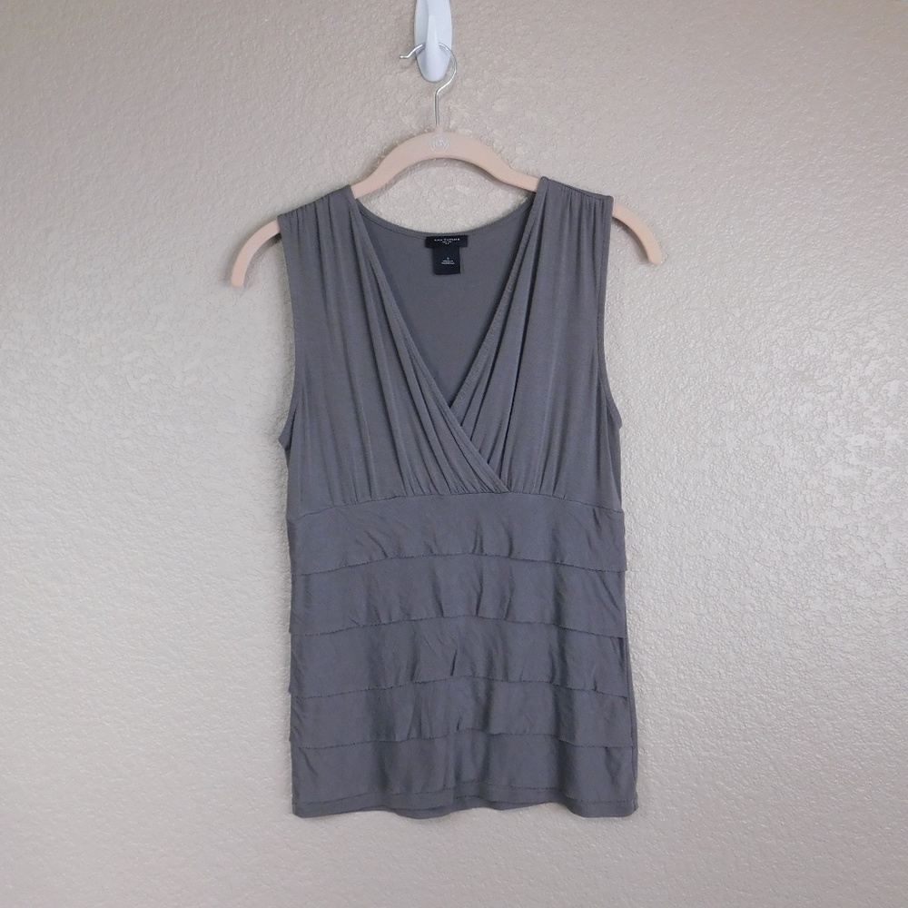 Ann Taylor Taupe Ruffle Tiered Tank